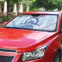 Queen Salote College 100 Years Personalized Auto Sun Shade Tonga QSC Heilala Lei White Ngatu Pattern LT14 - Polynesian Pride