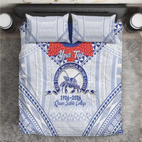 Queen Salote College 100 Years Personalized Bedding Set Tonga QSC Heilala Lei White Ngatu Pattern LT14 White - Polynesian Pride
