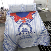 Queen Salote College 100 Years Personalized Bedding Set Tonga QSC Heilala Lei White Ngatu Pattern LT14 - Polynesian Pride