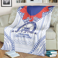 Queen Salote College 100 Years Personalized Blanket Tonga QSC Heilala Lei White Ngatu Pattern LT14 - Polynesian Pride