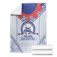 Queen Salote College 100 Years Personalized Blanket Tonga QSC Heilala Lei White Ngatu Pattern LT14 - Polynesian Pride