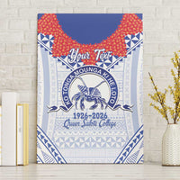 Queen Salote College 100 Years Personalized Canvas Wall Art Tonga QSC Heilala Lei White Ngatu Pattern LT14 Without Frame White - Polynesian Pride