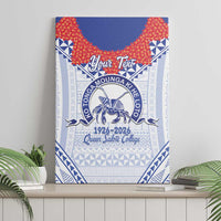 Queen Salote College 100 Years Personalized Canvas Wall Art Tonga QSC Heilala Lei White Ngatu Pattern LT14 - Polynesian Pride