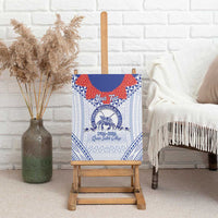 Queen Salote College 100 Years Personalized Canvas Wall Art Tonga QSC Heilala Lei White Ngatu Pattern LT14 - Polynesian Pride
