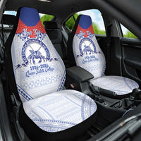 Queen Salote College 100 Years Personalized Car Seat Cover Tonga QSC Heilala Lei White Ngatu Pattern LT14 One Size White - Polynesian Pride