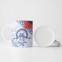 Queen Salote College 100 Years Personalized Ceramic Mug Tonga QSC Heilala Lei White Ngatu Pattern LT14 - Polynesian Pride