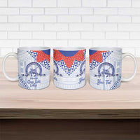 Queen Salote College 100 Years Personalized Ceramic Mug Tonga QSC Heilala Lei White Ngatu Pattern LT14 - Polynesian Pride