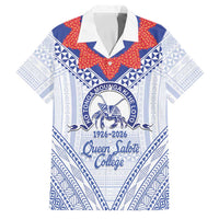 Queen Salote College 100 Years Personalized Family Matching Mermaid Dress and Hawaiian Shirt Tonga QSC Heilala Lei White Ngatu Pattern