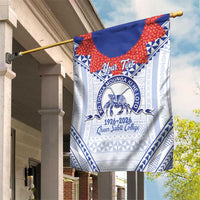 Queen Salote College 100 Years Personalized Garden Flag Tonga QSC Heilala Lei White Ngatu Pattern LT14 House Flag White - Polynesian Pride