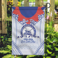 Queen Salote College 100 Years Personalized Garden Flag Tonga QSC Heilala Lei White Ngatu Pattern LT14 Garden Flag White - Polynesian Pride