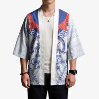 Queen Salote College 100 Years Personalized Kimono Tonga QSC Heilala Lei White Ngatu Pattern LT14 - Polynesian Pride