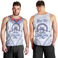 Queen Salote College 100 Years Personalized Men Tank Top Tonga QSC Heilala Lei White Ngatu Pattern LT14 - Polynesian Pride