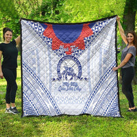 Queen Salote College 100 Years Personalized Quilt Tonga QSC Heilala Lei White Ngatu Pattern LT14 - Polynesian Pride