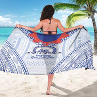 Queen Salote College 100 Years Personalized Sarong Tonga QSC Heilala Lei White Ngatu Pattern LT14 - Polynesian Pride