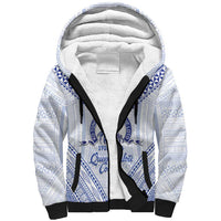 Queen Salote College 100 Years Personalized Sherpa Hoodie Tonga QSC Heilala Lei White Ngatu Pattern LT14 Unisex White - Polynesian Pride