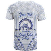 Queen Salote College 100 Years Personalized T Shirt Tonga QSC Heilala Lei White Ngatu Pattern LT14 - Polynesian Pride