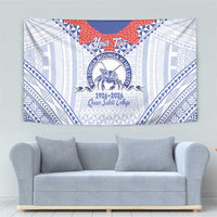 Queen Salote College 100 Years Personalized Tapestry Tonga QSC Heilala Lei White Ngatu Pattern LT14 - Polynesian Pride
