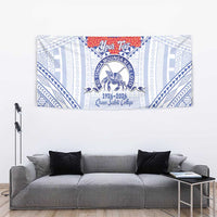Queen Salote College 100 Years Personalized Tapestry Tonga QSC Heilala Lei White Ngatu Pattern LT14 - Polynesian Pride
