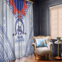 Queen Salote College 100 Years Personalized Window Curtain Tonga QSC Heilala Lei White Ngatu Pattern LT14 - Polynesian Pride