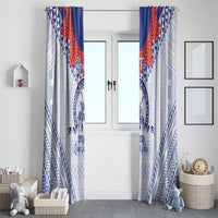 Queen Salote College 100 Years Personalized Window Curtain Tonga QSC Heilala Lei White Ngatu Pattern LT14 - Polynesian Pride