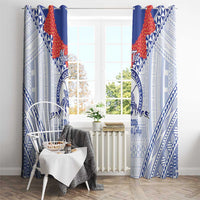 Queen Salote College 100 Years Personalized Window Curtain Tonga QSC Heilala Lei White Ngatu Pattern LT14 - Polynesian Pride