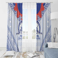 Queen Salote College 100 Years Personalized Window Curtain Tonga QSC Heilala Lei White Ngatu Pattern LT14 - Polynesian Pride