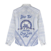 Queen Salote College 100 Years Personalized Women Casual Shirt Tonga QSC Heilala Lei White Ngatu Pattern LT14 - Polynesian Pride