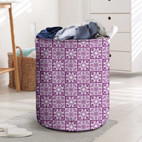 Poni Palaka Quilt Hawaii Laundry Basket Hawaiian Tropical Monstera Sea Turtle LT14 Purple - Polynesian Pride