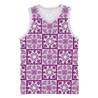 Poni Palaka Quilt Hawaii Basketball Jersey Hawaiian Tropical Monstera Sea Turtle LT14 Unisex Purple - Polynesian Pride