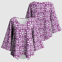 Poni Palaka Quilt Hawaii Kimono Sleeve Blouse Hawaiian Tropical Monstera Sea Turtle LT14 - Polynesian Pride