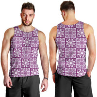 Poni Palaka Quilt Hawaii Men Tank Top Hawaiian Tropical Monstera Sea Turtle LT14 - Polynesian Pride