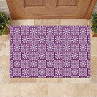 Poni Palaka Quilt Hawaii Rubber Doormat Hawaiian Tropical Monstera Sea Turtle LT14 Purple - Polynesian Pride