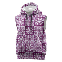 Poni Palaka Quilt Hawaii Sleeveless Hoodie Hawaiian Tropical Monstera Sea Turtle LT14 Purple - Polynesian Pride