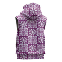 Poni Palaka Quilt Hawaii Sleeveless Zip Hoodie Hawaiian Tropical Monstera Sea Turtle LT14 - Polynesian Pride