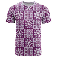 Poni Palaka Quilt Hawaii T Shirt Hawaiian Tropical Monstera Sea Turtle LT14 Purple - Polynesian Pride
