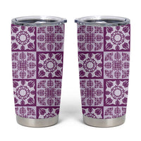 Poni Palaka Quilt Hawaii Tumbler Cup Hawaiian Tropical Monstera Sea Turtle LT14 Purple - Polynesian Pride