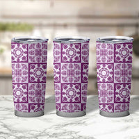 Poni Palaka Quilt Hawaii Tumbler Cup Hawaiian Tropical Monstera Sea Turtle LT14 - Polynesian Pride