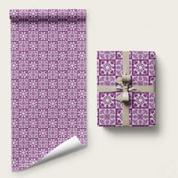 Poni Palaka Quilt Hawaii Wrapping Paper Hawaiian Tropical Monstera Sea Turtle LT14 58" × 23" Purple - Polynesian Pride