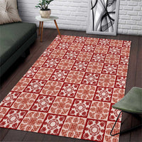 Ulaula Palaka Quilt Hawaii Area Rug Hawaiian Tropical Monstera Sea Turtle LT14 Red - Polynesian Pride
