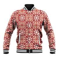 Ulaula Palaka Quilt Hawaii Baseball Jacket Hawaiian Tropical Monstera Sea Turtle LT14 Unisex Red - Polynesian Pride