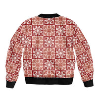 Ulaula Palaka Quilt Hawaii Bomber Jacket Hawaiian Tropical Monstera Sea Turtle LT14 - Polynesian Pride