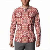 Ulaula Palaka Quilt Hawaii Button Sweatshirt Hawaiian Tropical Monstera Sea Turtle LT14 - Polynesian Pride