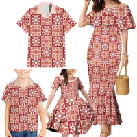 Ulaula Palaka Quilt Hawaii Family Matching Mermaid Dress and Hawaiian Shirt Hawaiian Tropical Monstera Sea Turtle