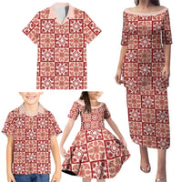 Ulaula Palaka Quilt Hawaii Family Matching Puletasi and Hawaiian Shirt Hawaiian Tropical Monstera Sea Turtle