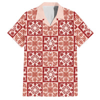 Ulaula Palaka Quilt Hawaii Hawaiian Shirt Hawaiian Tropical Monstera Sea Turtle LT14 Red - Polynesian Pride