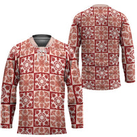 Ulaula Palaka Quilt Hawaii Hockey Jersey Hawaiian Tropical Monstera Sea Turtle LT14 - Polynesian Pride