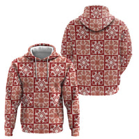 Ulaula Palaka Quilt Hawaii Hoodie Hawaiian Tropical Monstera Sea Turtle LT14 - Polynesian Pride
