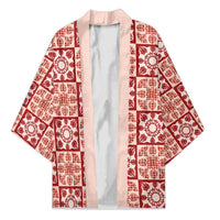 Ulaula Palaka Quilt Hawaii Kimono Hawaiian Tropical Monstera Sea Turtle LT14 Unisex Red - Polynesian Pride