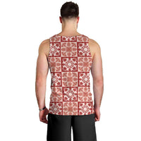 Ulaula Palaka Quilt Hawaii Men Tank Top Hawaiian Tropical Monstera Sea Turtle LT14 - Polynesian Pride
