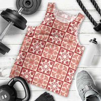 Ulaula Palaka Quilt Hawaii Men Tank Top Hawaiian Tropical Monstera Sea Turtle LT14 - Polynesian Pride